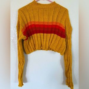 Retro Striped Crop Sweater